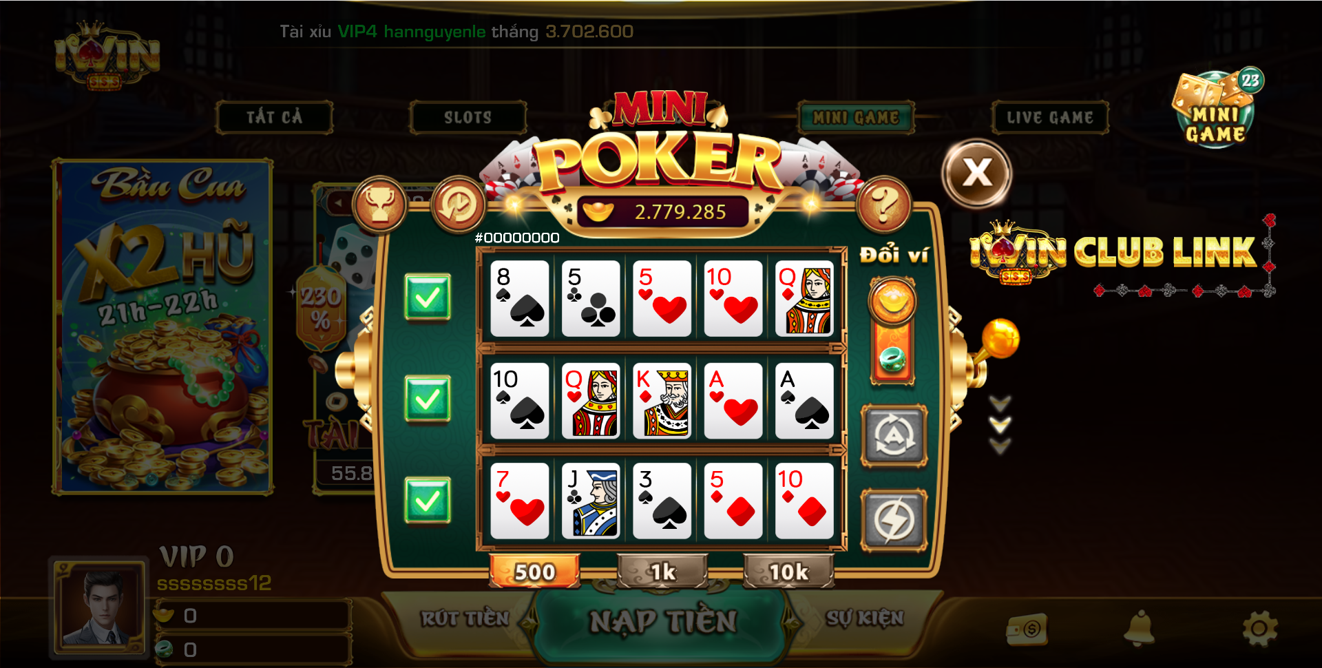 chơi game mini poker tại iwin club