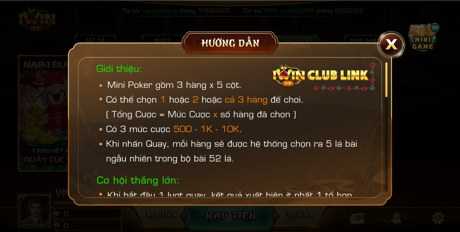 giới thiệu game mini poker tại iwin club