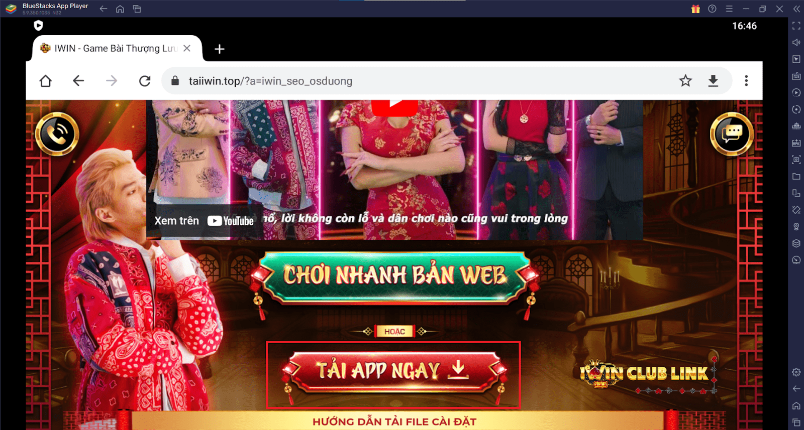 Chọn “tải App ngay” để tải app IWIN