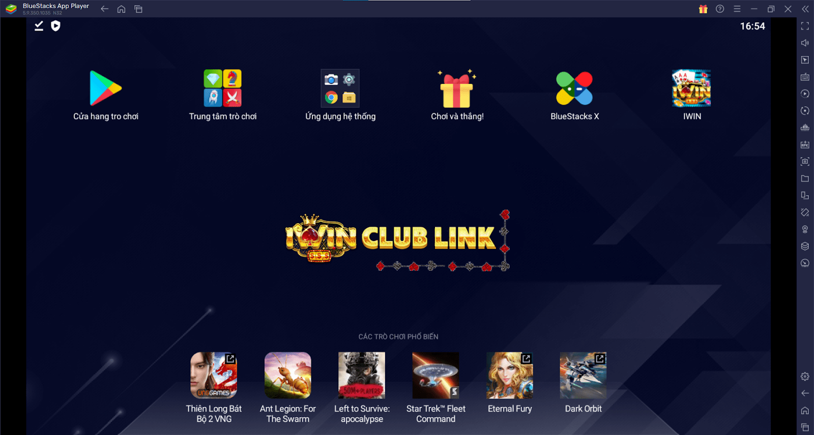 IWIN trên giao diện giả lập BlueStacks